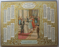 Almanach 1897 Chromolithographie Cortège Nuptial Dorure Eure Complet - Tamaño Grande : ...-1900