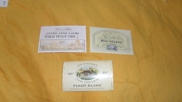LOT DE 3 ETIQUETTES DE VIN. / CUVEE ANNE LAURE. VIN D'ALSACE. PINOT BLANC, RIESLING, TOKAY PINOT GRIS. - Collections & Sets