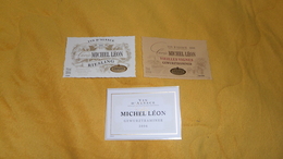 LOT DE 3 ETIQUETTES DE VIN. / VIN D'ALSACE. CUVEE MICHEL LEON. LAUGEL. MARLENHEIM. / RIESLING, VIEILLES VIGNES, - Collections & Sets