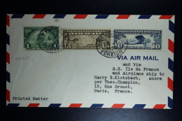 USA 1928 Catapult Flight New York , SS  Ile De France Via Le Havre To Paris  Cover Signed At Back - 1c. 1918-1940 Covers