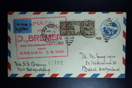 USA 1929 First Catapult Flight SS Bremen Via Airmail In Europe To Switserland Cover Numbered Graue/Leder K2 - 1c. 1918-1940 Briefe U. Dokumente