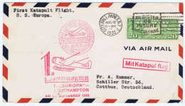 USA 1930 First Catapult Flight SS Europa  Cover  Graue/Leder K48 Katapultflug Via Southampton Signed - 1c. 1918-1940 Covers