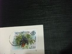 STORIA POSTALE FRANCOBOLLO COMMEMORATIVO PIPISTRELLO SEYCHELLES PORT LAUNAY MARINE PARK - Seychellen