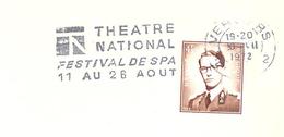 Flamme De Belgique (Verviers 10/07/1972 - Théâtre National Festival De Spa) Sur Enveloppe Entière. - Vlagstempels