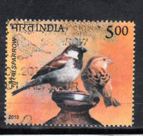 INDIA, 2010, FINE USED, First Day Cancelled,  Birds Of India,  Sparrows,  1 V - Oblitérés