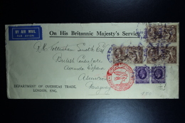 GB Airmail Cover 1937 On His Britannic Majesty's Service London-> Paraquay 3-strip Sea Horses Lufthansa  RR - Cartas & Documentos