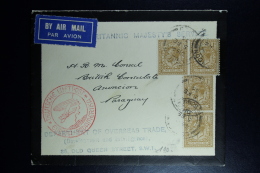 GB Airmail Cover 1936 On His Britannic Majesty's Service London-> Paraquay  2 Stips 1 Sh Lufthansa  Dep Overseas Trad - Storia Postale