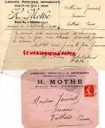 23 AUBUSSON - ENVELOPPE + LETTRE MAUSCRITE H. MOTHE -PAPETERIE-IMPRIMERIE-CARTES POSTALES- 1910 A M. JANICOT VALLIERES - Druck & Papierwaren