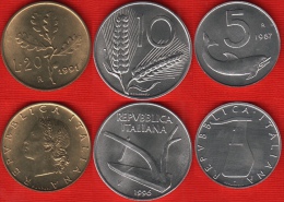 Italy Set Of 3 Coins: 5 - 20 Lire 1987-1996 UNC - Autres & Non Classés