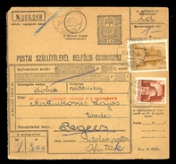 Hungary - Parcel Card Sent From Nagylak To Begecs (Ofutak) 1944 / 2 Scans - Paketmarken