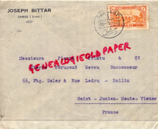 SYRIE - DAMAS- ENVELOPPE JOSEPH BITTAR- 1932- A PIERRE POINTU E PIERRE PERUCAUD  MEGISSERIE ST SAINT JUNIEN- GANTERIE - Sonstige & Ohne Zuordnung