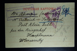 Russia  Prisoner Of War Postcard Russia  To Austria With Cancel Censor - Covers & Documents