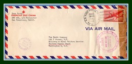 NC American Red Cross  US Army APO 502 Passed By Examiner Base 0487 Army 1944 Airmail C25 > USA Washington Received - Brieven En Documenten