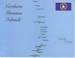 Map & Flag Of Northern Mariana Islands - Carte Des Iles De Nord Mariannes - Mariannes