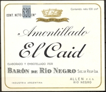 989 - Argentine - Amontillado El Caid - Baron De Rio Negro - Industria Argentina - Allen Rio Negro - Vino Blanco