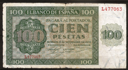 Billet 100 Pesetas 1936 BURGOS. Espagne/ España. Série L - 100 Pesetas