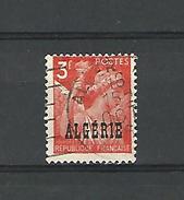 1945 / 1947 N° 236 FRANCE EX COLONIES ALGÉRIE TYPE IRIS 3 F  SURCHARGE NOIR ALGÉRIE OBLITÉRÉ DOS TRACE CHARNIÈRE ENLEVÉE - Gebraucht