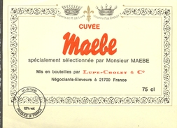 589 - Vin De Table - Cuvée Maebe - Mis En Bouteilles Par Lupe-Cholet Et Cie Négociants Eleveurs à 21700 - Red Wines