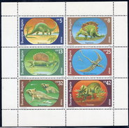 BULGARIA 1990 Prehistoric Creatures Sheetlet MNH / **.  Michel 3840-45 Kb - Blocchi & Foglietti