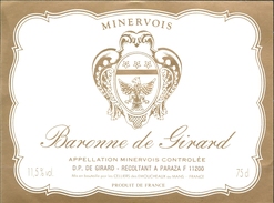 492 - France - Minervois - Baronne  De Girard - D.P. De Girard Récoltant à Paraza 11200 - Vino Rosso