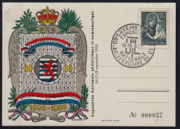 C5092 LUXEMBOURG 1950, Exposition Nationale Philatélique, Souvenir Postcard - Briefe U. Dokumente