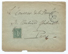 1976 Lettre 1906 Le Courrier De La Presse Convoyeur Lyon à Aoste Saint Genix Semeuse Lignée Paris Boulevard Montmartre - 1877-1920: Periodo Semi Moderno