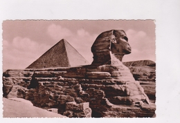 CPA PHOTO  EGYPTE, THE GREAT SPHINX AND CHEOPS PYRAMID - Pyramids