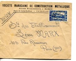 Maroc Lettre De Casablanca  Avec Publicité Construction Métallique 19.. - Briefe U. Dokumente