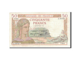 Billet, France, 50 Francs, 1939, 1939-08-10, TTB, Fayette:18.29, KM:85b - 50 F 1934-1940 ''Cérès''