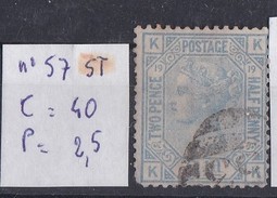 N° 57 Oblitéré 2ème Choix, Une Dent Courte à 5% (prix Vendeur) De La Cote - Used Stamps