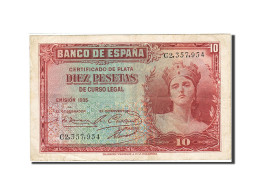 Billet, Espagne, 10 Pesetas, 1935, 1935, KM:86a, TTB - 10 Peseten