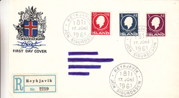 Islande - Lettre FDC Recom De 1961 - Oblit Reykjavik - - Covers & Documents