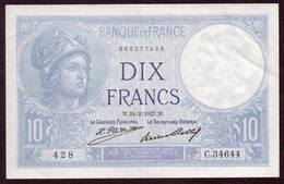 Billet - 10 Francs MINERVE Du 24 02 1927 SUP+ - 10 F 1916-1942 ''Minerve''