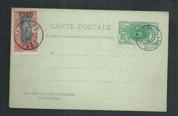 Dahomey. Entier Postal CP7 Avec Réponse  Type Faidherbe Oblitéré Athieme Avec Timbre Togo Oblitéré Anecho - Briefe U. Dokumente