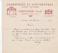 SAZILLY  Indre Et Loire  CHEVALIER Camille  Charpentes Et Couvertures.     Beau Document Format  21x20 - Agricultura