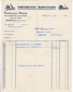 FONDETTES  Indre Et Loire.  Ets POIRIER Voiturettes Manucycles   Beau Document Format  21x29 - Verkehr & Transport