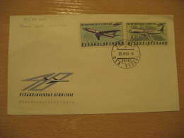 Yvert 57/8 Air Mail CZECH AIRLINE Plane PRAGA 1963 FDC Cancel Cover CZECHOSLOVAKIA - Luchtpost