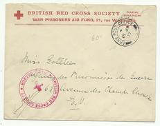British Red Cross Paris Branch + Cachet Army Post Office 15 Ja 17 - Storia Postale
