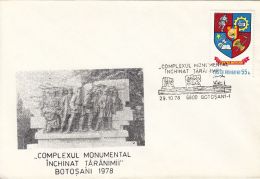 BOTOSANI PEASANTS MONUMENT, SPECIAL COVER, 1978, ROMANIA - Lettres & Documents