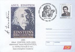 ALBERT EINSTEIN, COVER STATIONERY, ENTIER POSTAL, 2005, ROMANIA - Albert Einstein