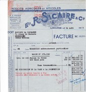 LIBOURNE . Gironde . Ets R. SICAIRE 19 Rue Jules Ferry. Produits Agricoles Et Viticoles.  Beau Document Format  21x18 - Landbouw