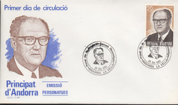 3121  FDC   Andorra La Vella  1983  Personajes, Personatges,  Jaume Sansa Nequi - Covers & Documents