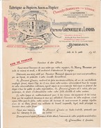 BORDEAUX  . Gironde . Raymond  GRENOUILLEAU .  Fabrique  De Papiers Et De Sacs En Papier  Beau Document Format  21x29 - Druck & Papierwaren