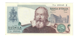 2000 LIRE GALILEO GALILEI CIAMPI STEVANI 1983 Curiosità Carta Azzurrina  Fds LOTTO 1658 - 2.000 Lire