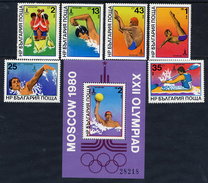 BULGARIA 1979 Olympic Games, Moscow: Water Sports Set And  Block MNH / **.  Michel 2840-45 + Block 98 - Ongebruikt