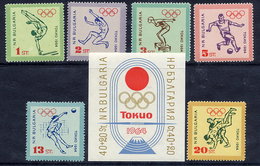 BULGARIA 1964 Olympic Games, Tokyo; Set And Block  MNH / **.  Michel 1488-93 + Block 14 - Neufs