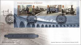 GROSSBRITANNIEN GRANDE BRETAGNE GB 2012 TRAINS OF SCOTLAND M/S FDC SG MS3283 SC SH3007 MI BLOCK74-3221-24 YV C3758 - 2011-2020 Ediciones Decimales