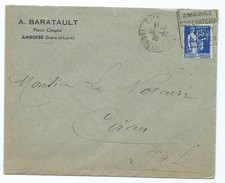 2046 - Lettre 1938 BARATAULT Place Chaptal Amboise Pour Ciran Daguin Châteu Type Paix 65c - 1921-1960: Modern Period