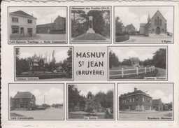MASNUY ST JEAN (BRUYERE) - MULTIVUES - CAFE/EPICERIE - ECOLE COMMUNALE- MONUMENT - EGLISE - CHATEAU - GROTTE - BOUCHERIE - Mons