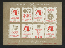 POLAND 1972 BALLOON POST S/S NHM SAPPORO MUNICH OLYMPICS COPERNICUS ASTRONOMER SPACE OLYMPIC GAMES BALLOONS JAPAN - Winter 1972: Sapporo